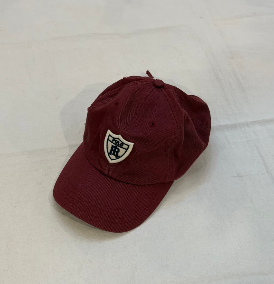 90s 폴로 랄프로렌 방패로고 패치 볼캡 버건디 상품이미지1