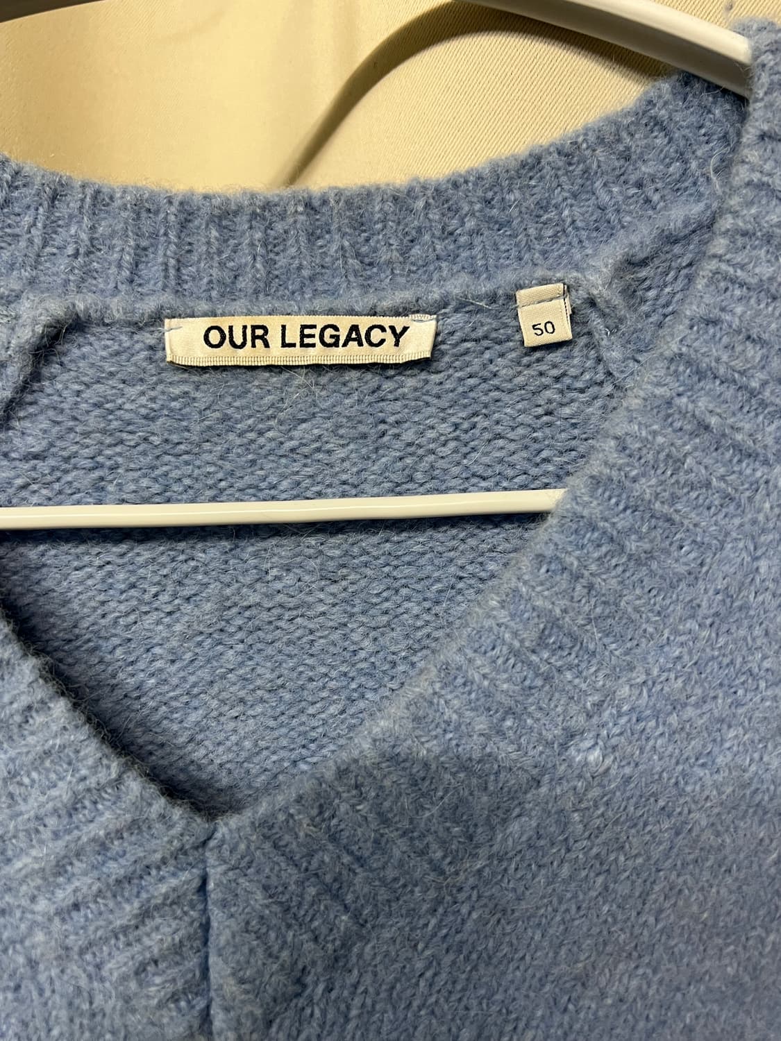 아워레가시 브이넥 레글런 퍼지 베이비 블루 알파카 니트 50 상품이미지5