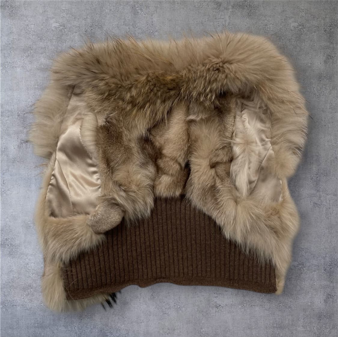 주크 Zooc 브라운 라쿤 폭스퍼 숏 베스트 조끼 M 상품이미지8