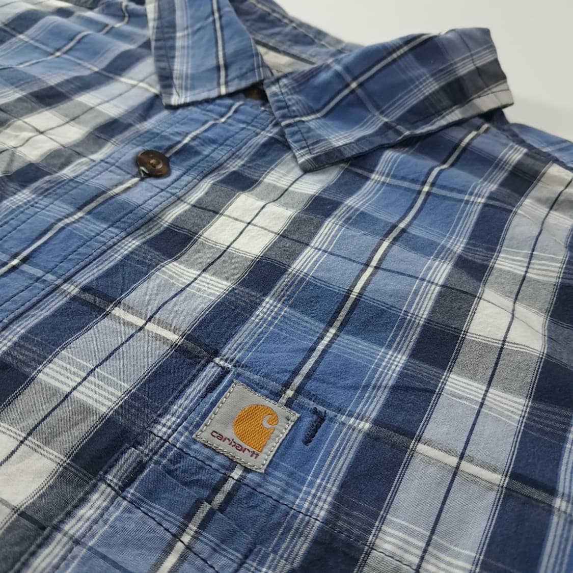 CK736 2XL 칼하트 블루 마드라스체크 반팔 셔츠 남방 상품이미지4