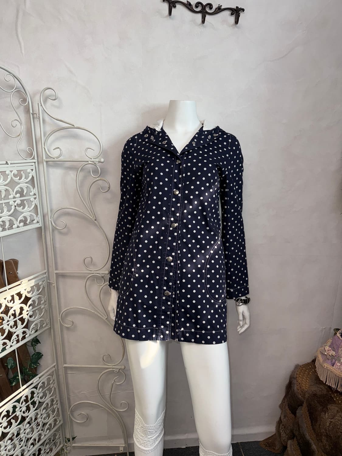 Dark navy dot hood jacket 상품이미지4