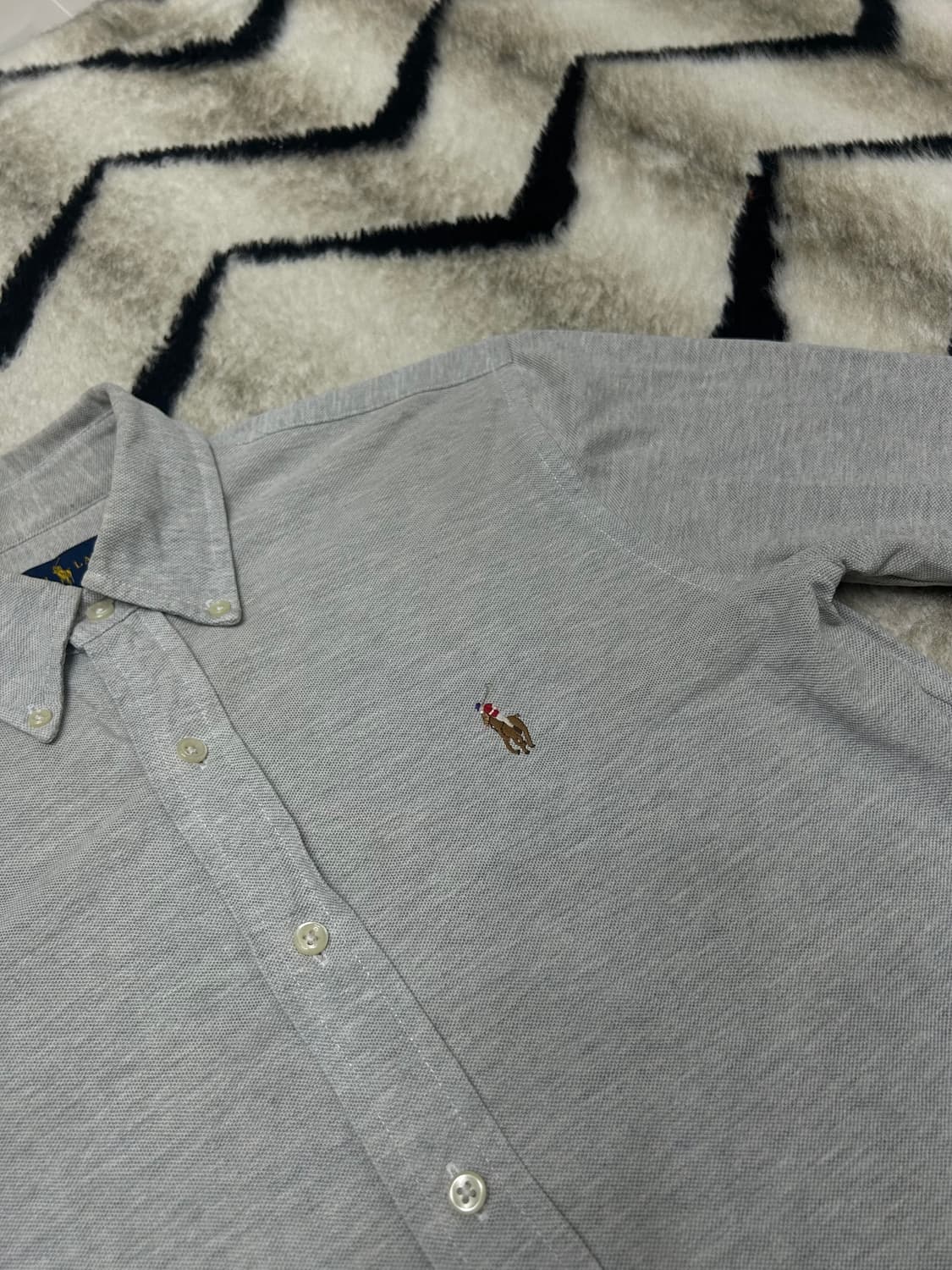 [S]폴로랄프로렌 니트 옥스포드 셔츠/그레이 상품이미지1