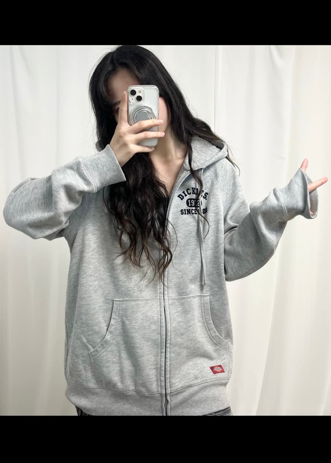 디키즈 그레이 회색 후드 집업 워크 미국 usa S M 90 95 스웻 상품이미지3
