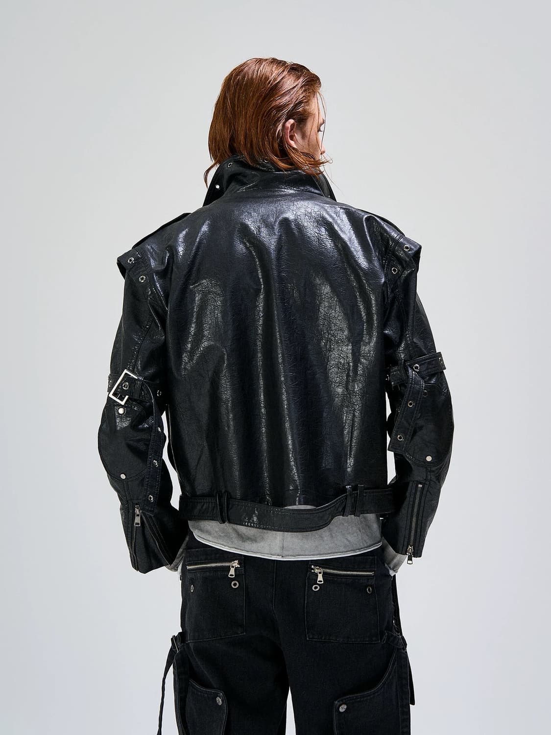 오버핏 레더 바이커 자켓 상품이미지4