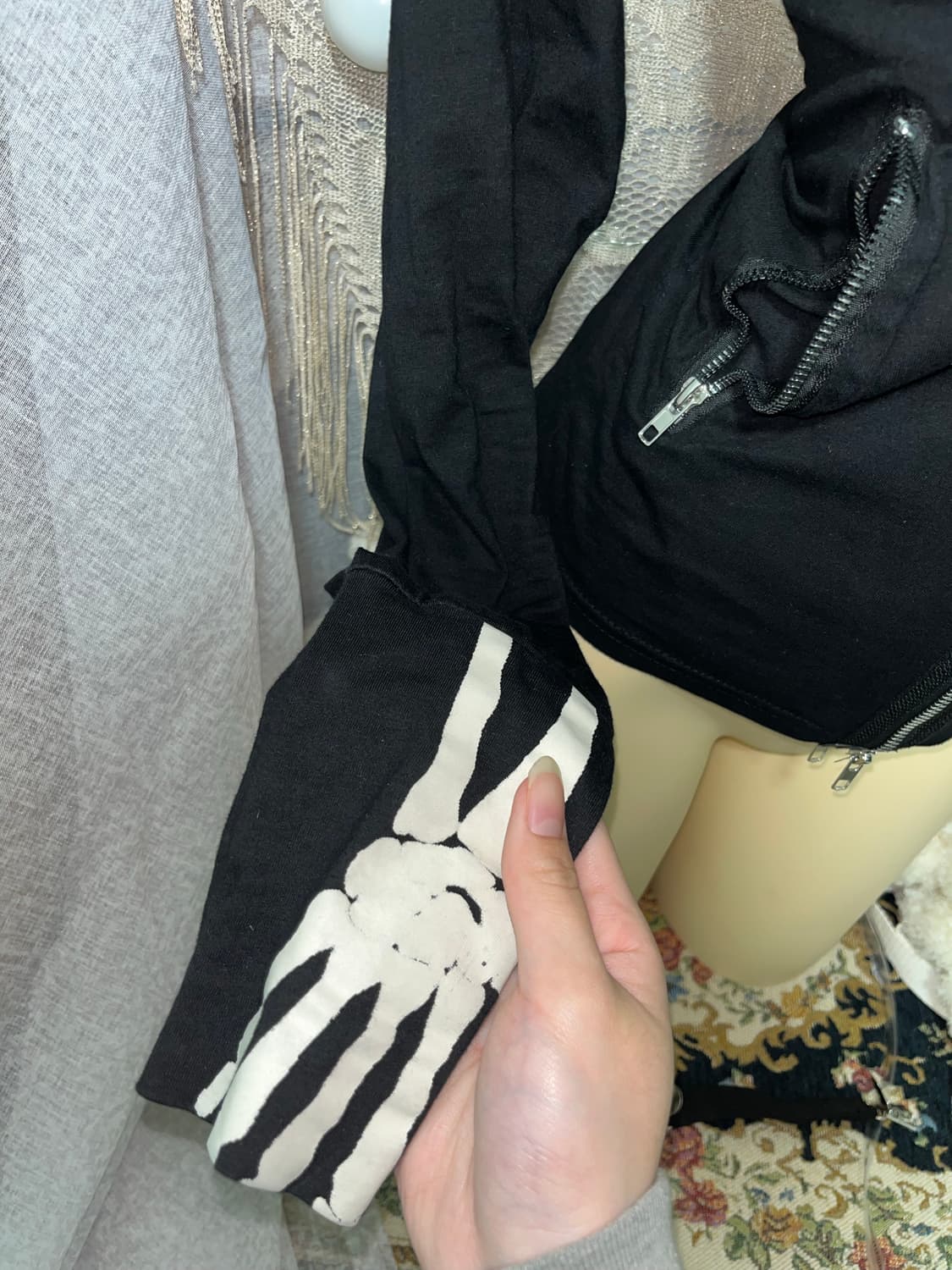 스컬 갸루 펑크 고딕 고스 해골 후드집업 상품이미지3