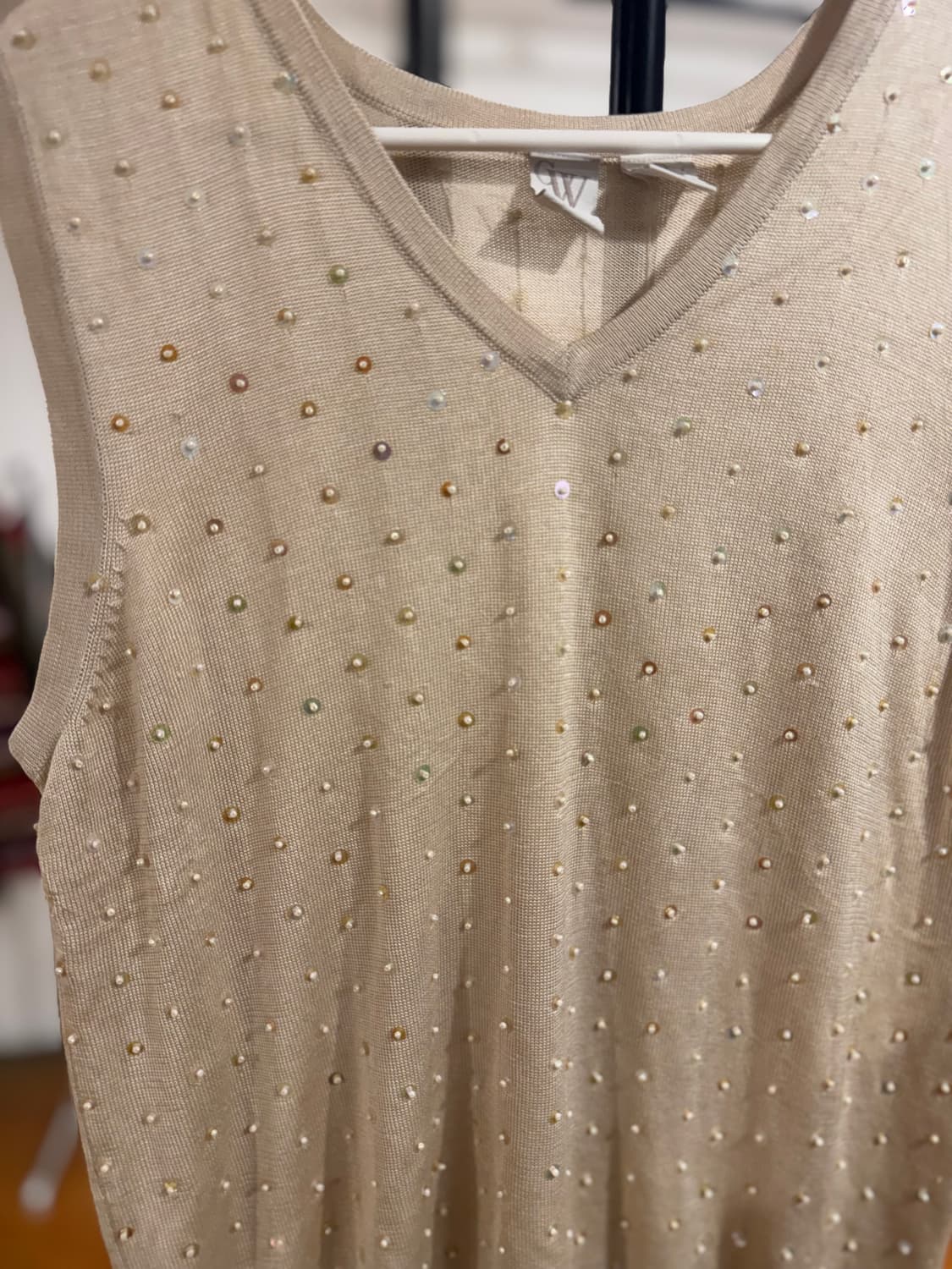 빈티지 스팽글 디테일 브이넥 니트 조끼 상품이미지2