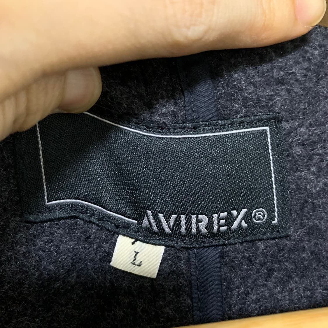 아비렉스 빈티지 차콜 버튼 모직 숏코트 L 상품이미지3