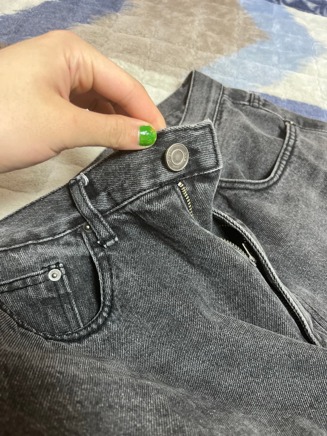 [32.5] DNSR 디엔에스알 시그니처 와이드 데님 팬츠 워시드 그레이 상품이미지2