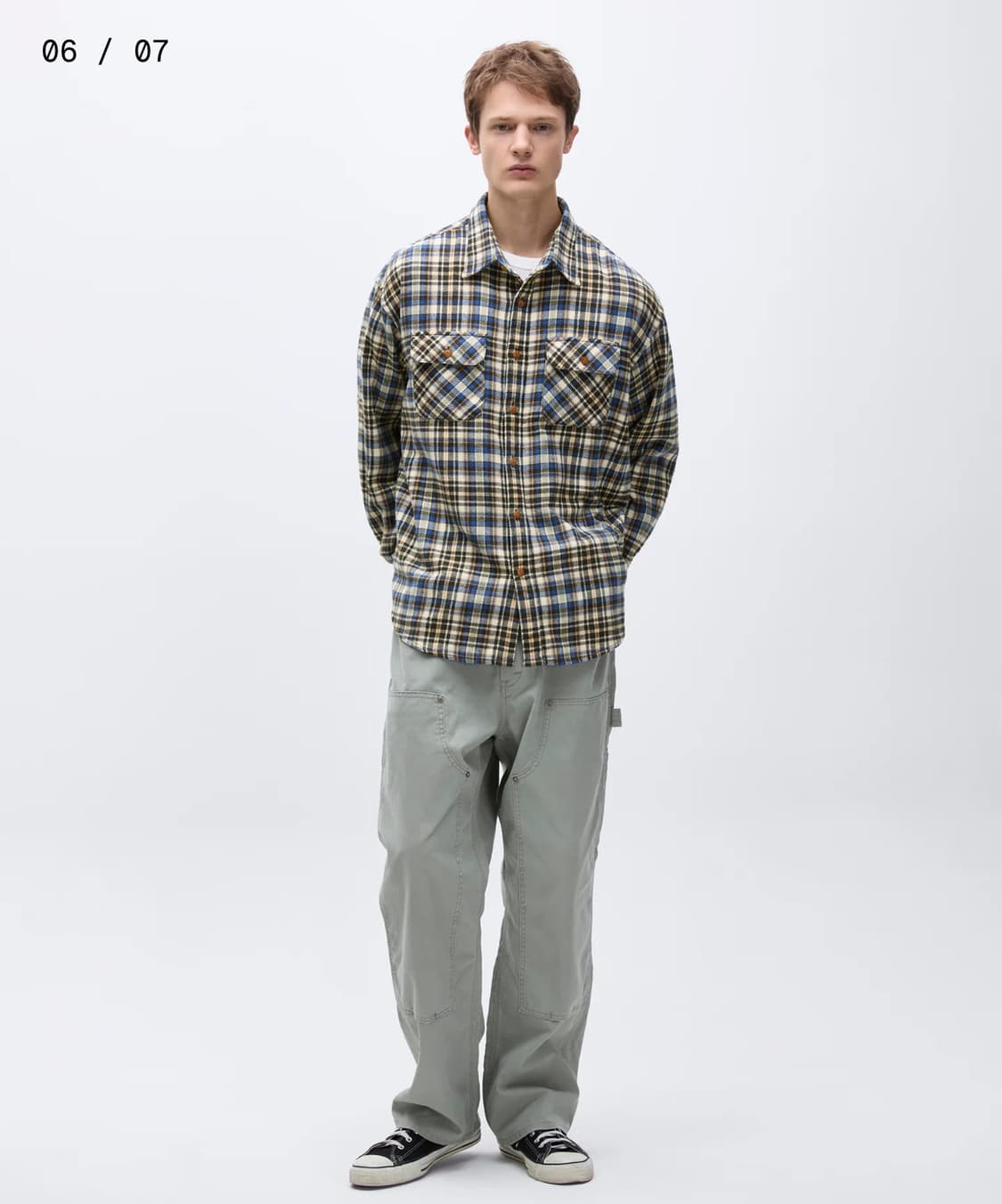 카키스 Brushed Plaid Shirt Royal Blue 3 상품이미지1