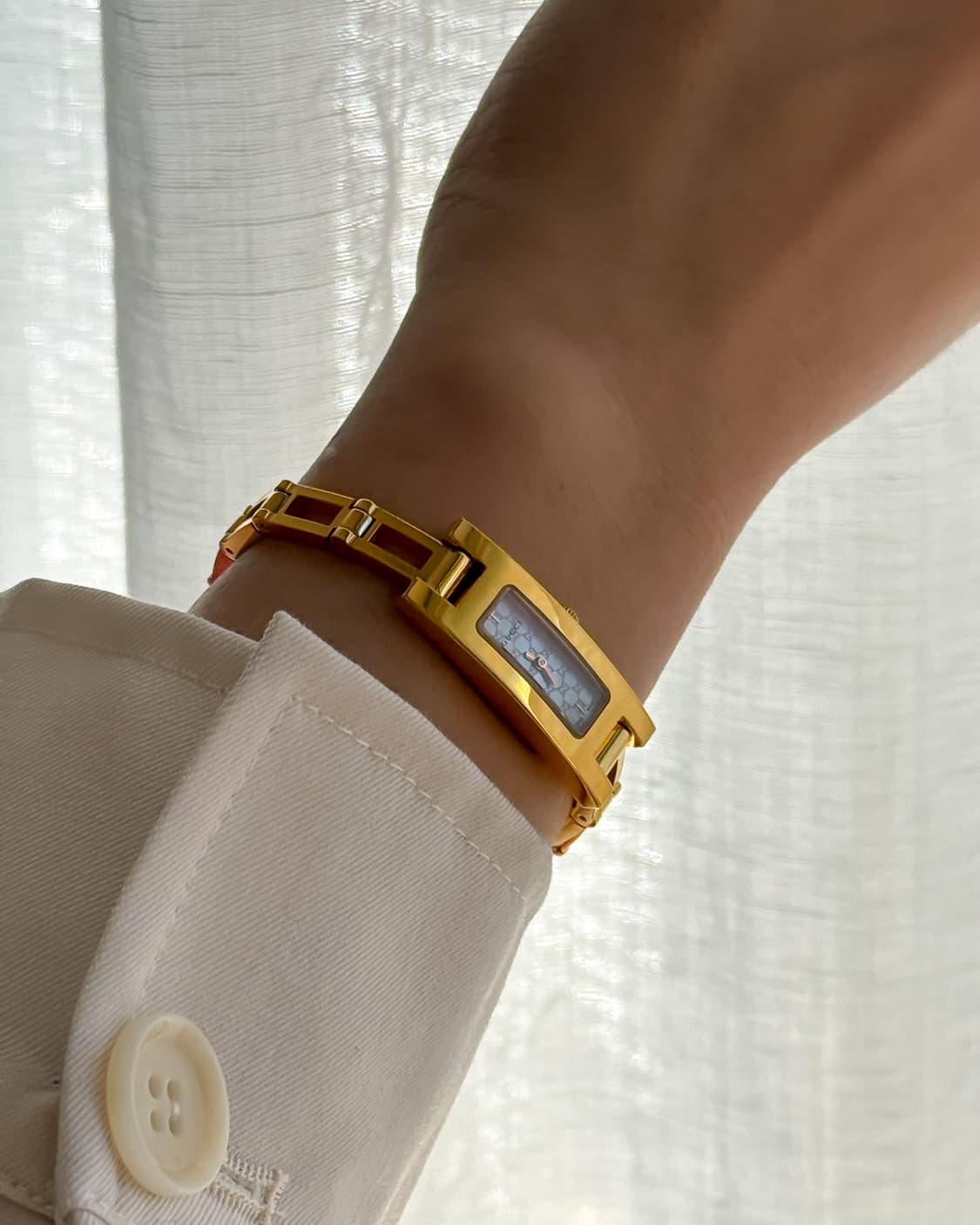 구찌 핑크 GG패턴 다이얼 골드 팔찌 시계 상품이미지5