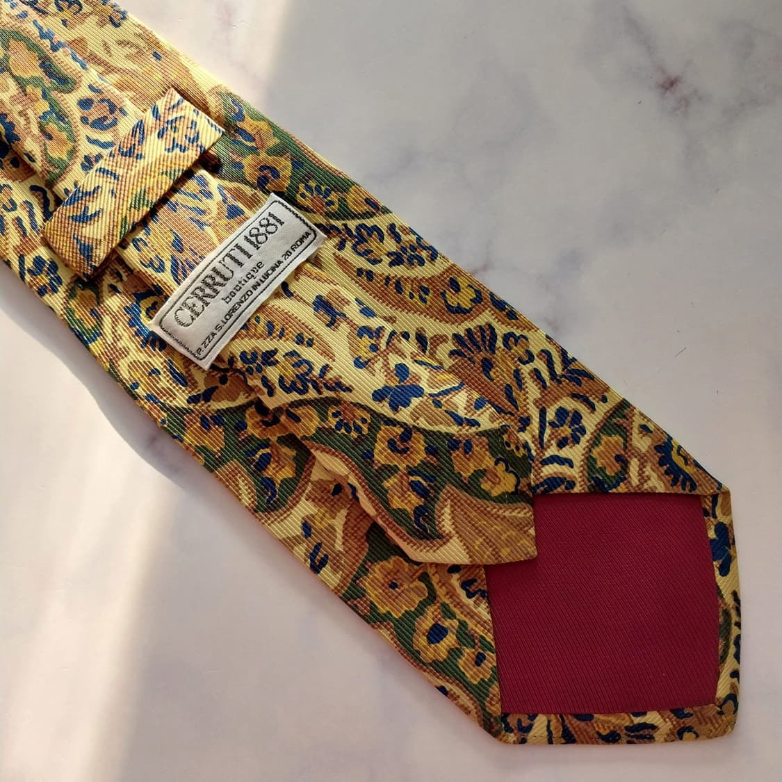 세루티 실크 골드 플라워 아트워크 넥타이 9.1cm A등급 K1368
 상품이미지9