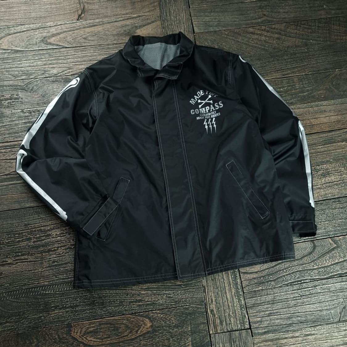 [빈티지] 스컬 본 프린팅 라이더 바람막이 자켓 블랙 M18557 상품이미지1