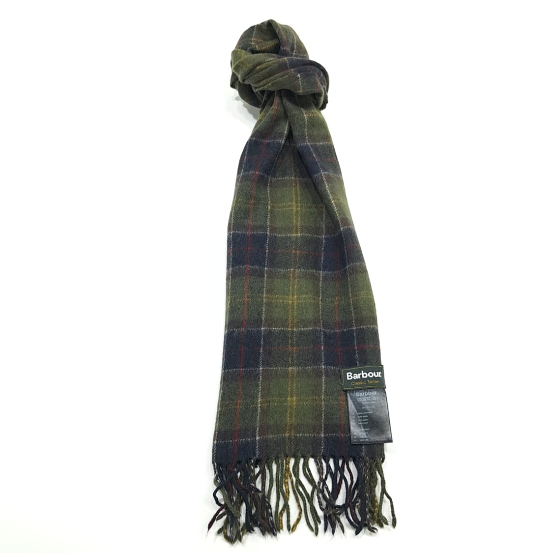 MX299 바버 올리브그린 클래식 타탄체크 램스울 목도리 머플러 상품이미지3