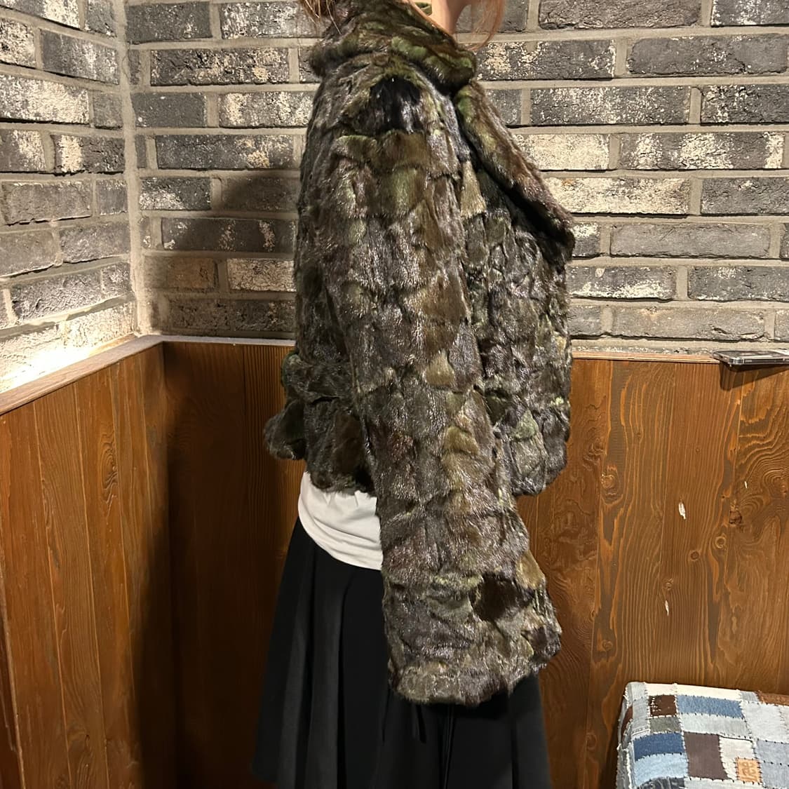 DOHO 빈티지 퍼 모피 자켓 믹스 그린 상품이미지9