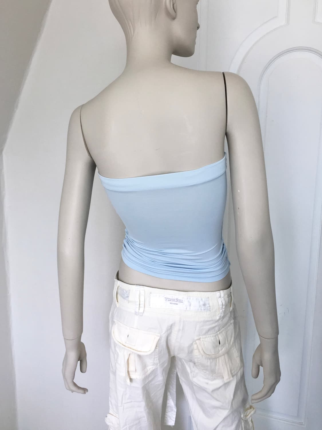 Rhinestone Lettering Tube Top Blue 상품이미지3