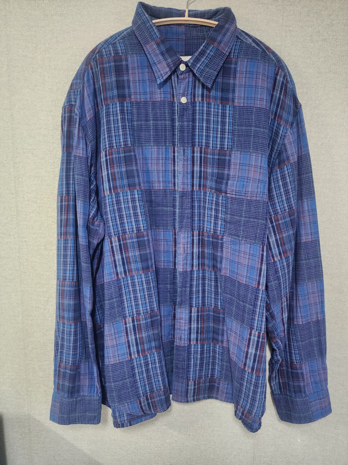 [3,L] 이얼즈어고 더블페이스 패치워크 포이카 셔츠 상품이미지2