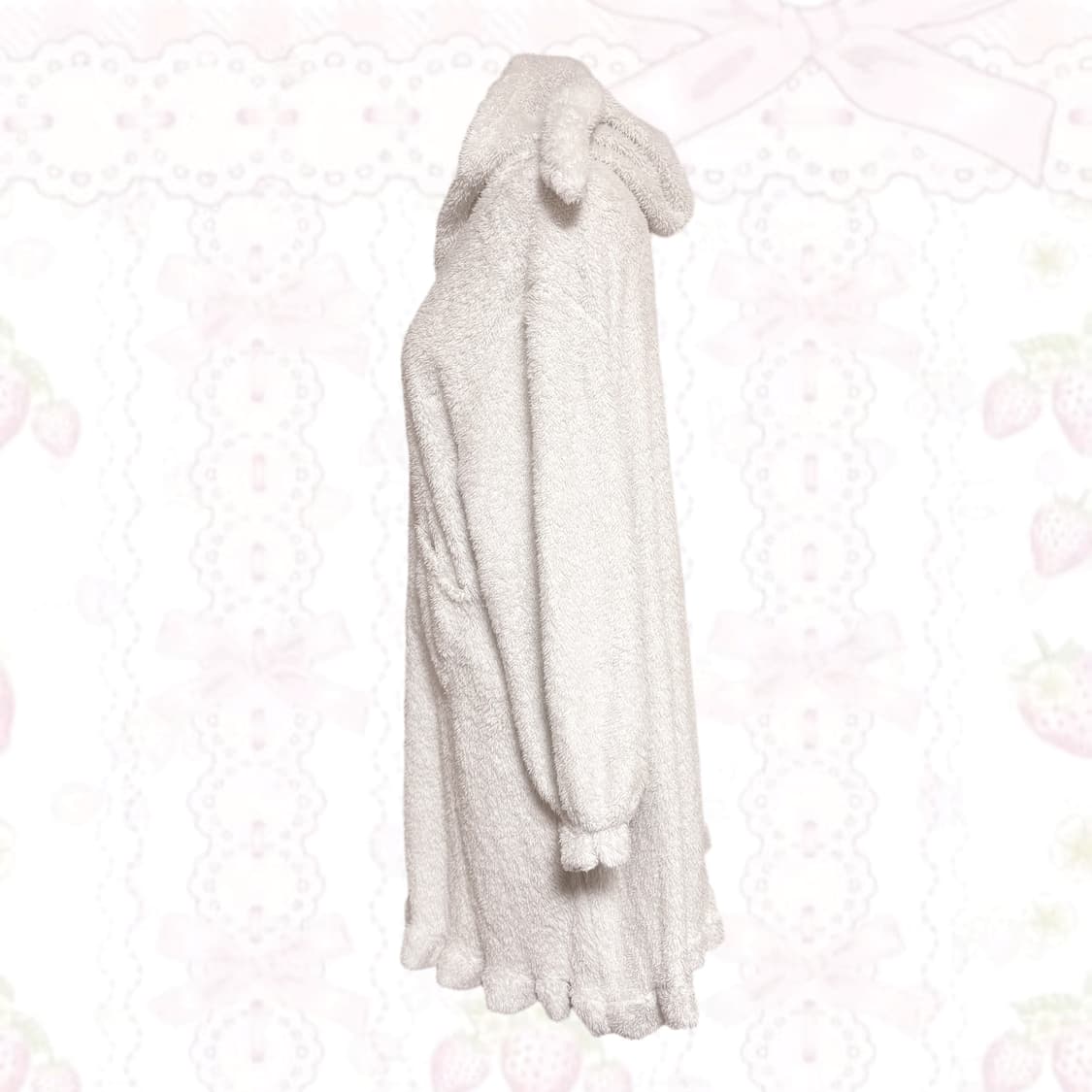 생화이트 우사미미 핀터깔 토끼 포인트 후드 폭닥 원피스  상품이미지2