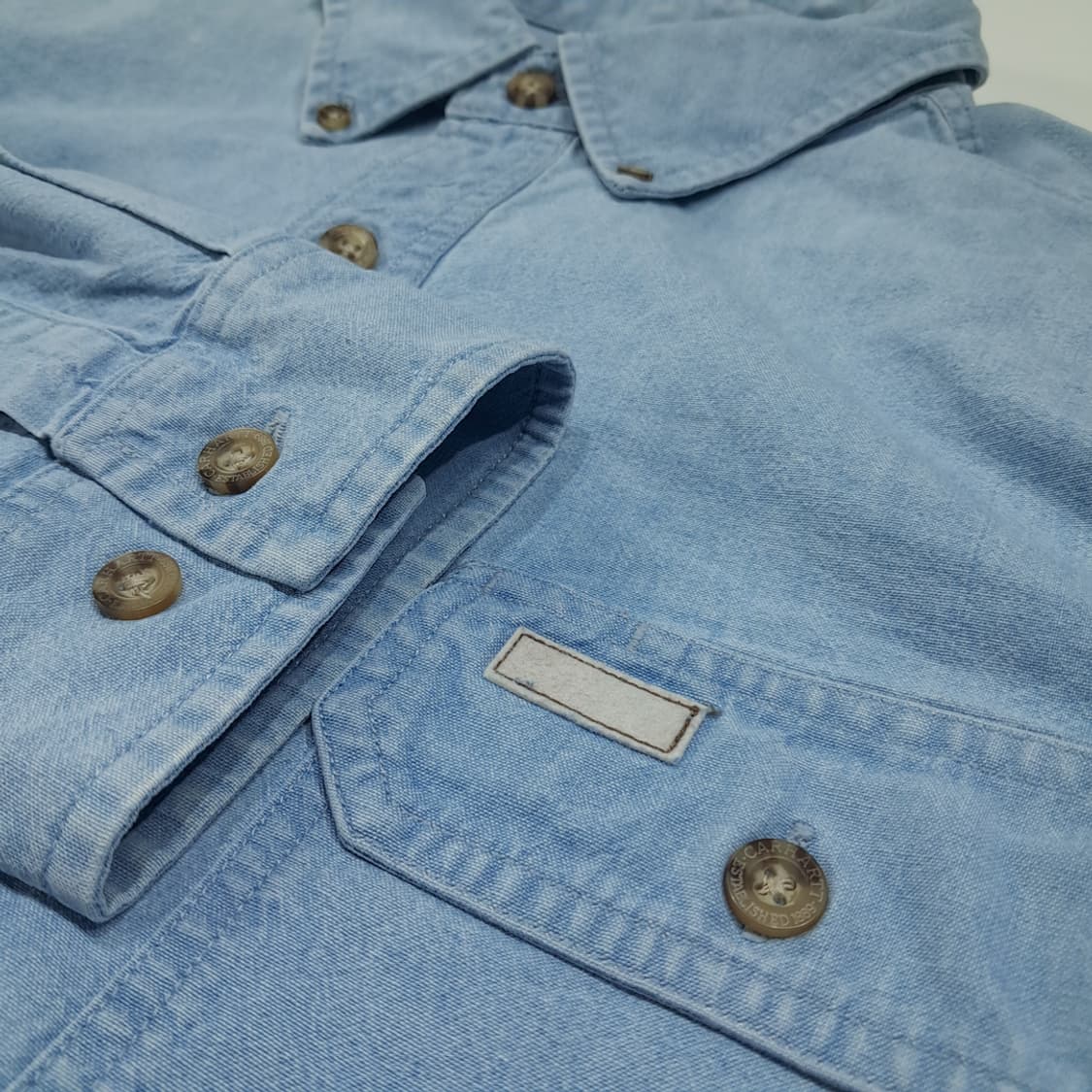 CL623 L 칼하트 00s 코튼 버튼다운 워크 데님 셔츠 남방 상품이미지4