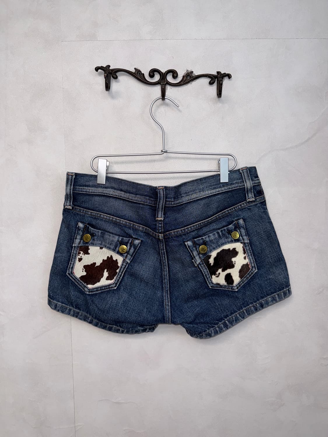 Washing denim calf fur short pants 상품이미지1