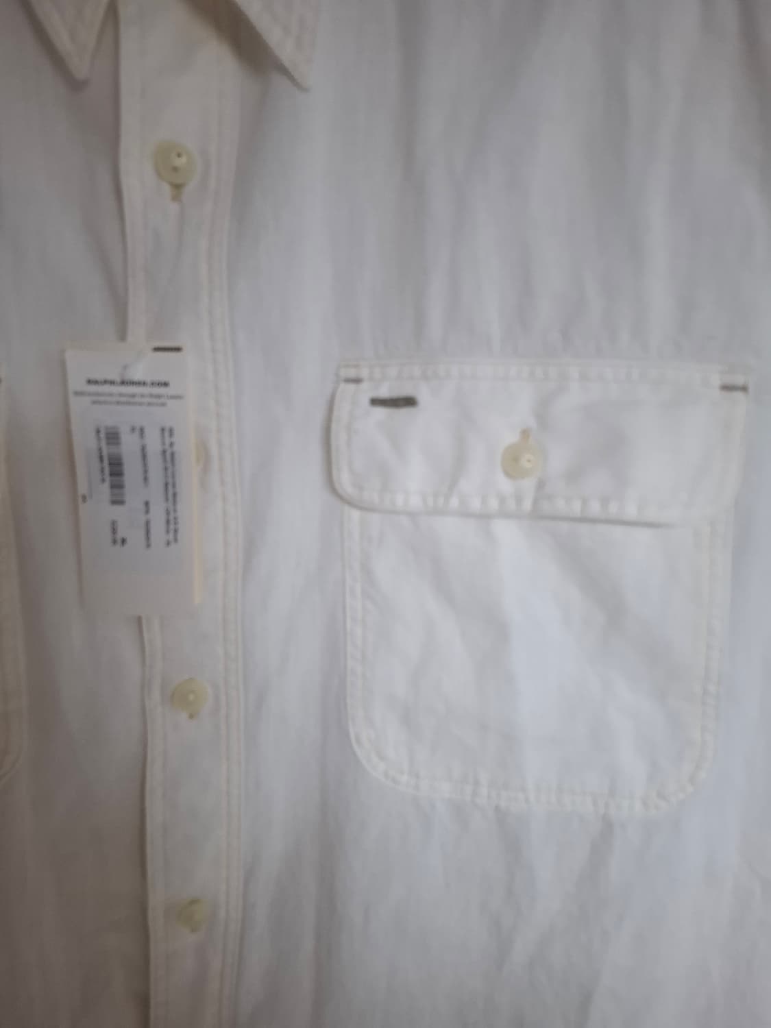 XL RRL 더블알엘 셀비지 디테일 우븐 워크 화이트 반팔 셔츠 상품이미지2