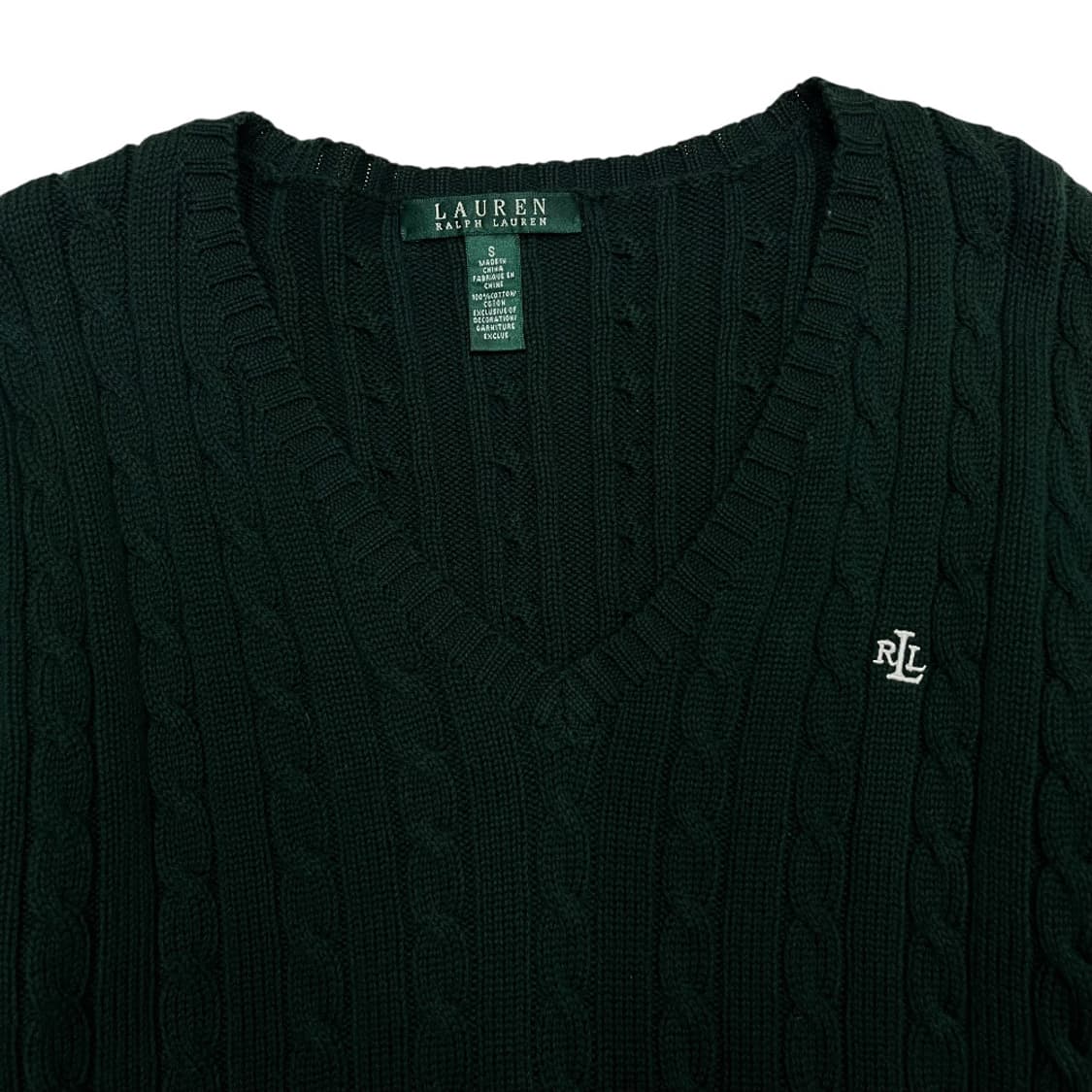 랄프로렌 화이트로고 그린 브이넥 니트 S 상품이미지4