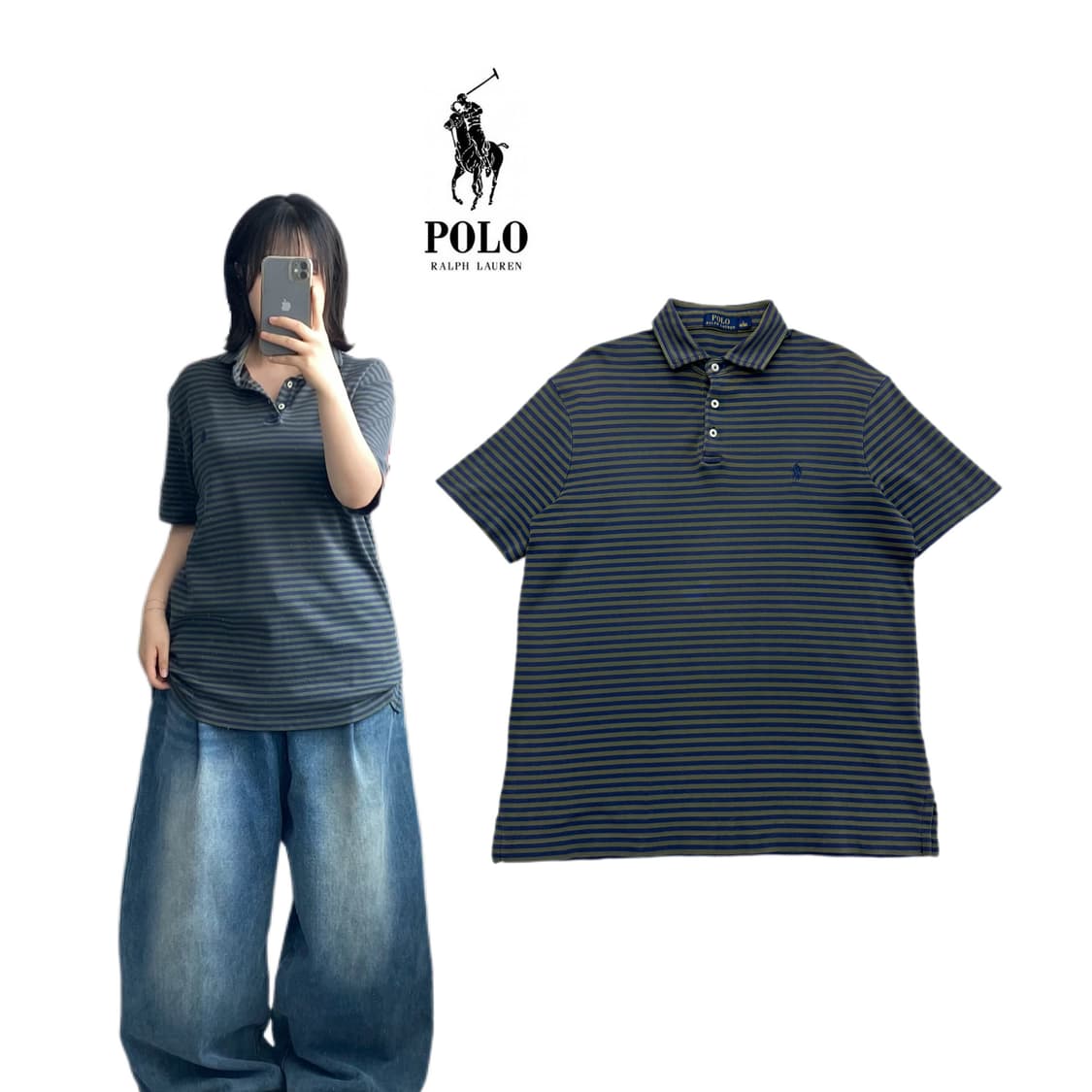 폴로 신형 포니 스트라이프 PK 카라 반팔 티셔츠 상품이미지1