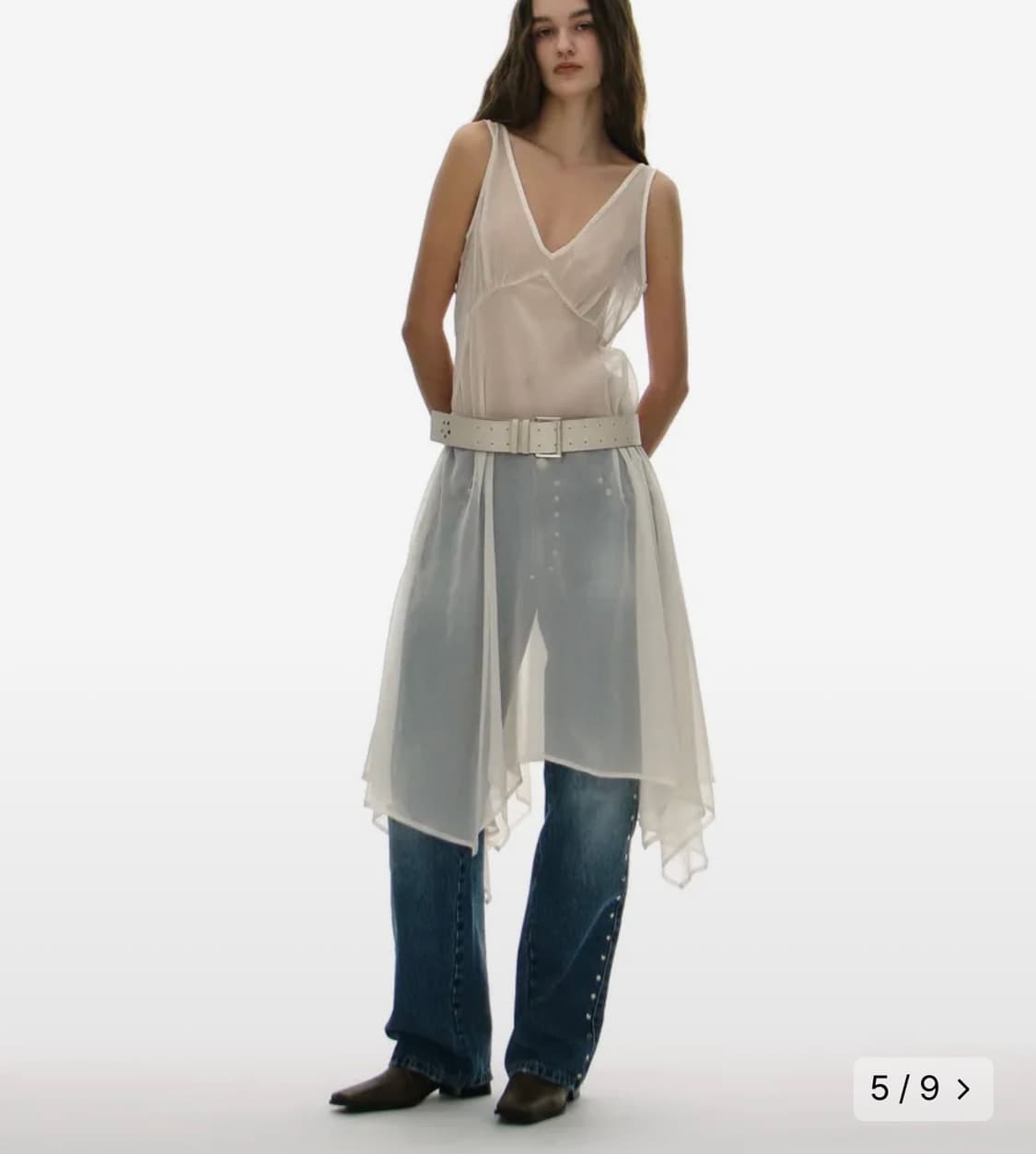 파르티멘토 우먼 시어 언발란스 레이어드 드레스 상품이미지2