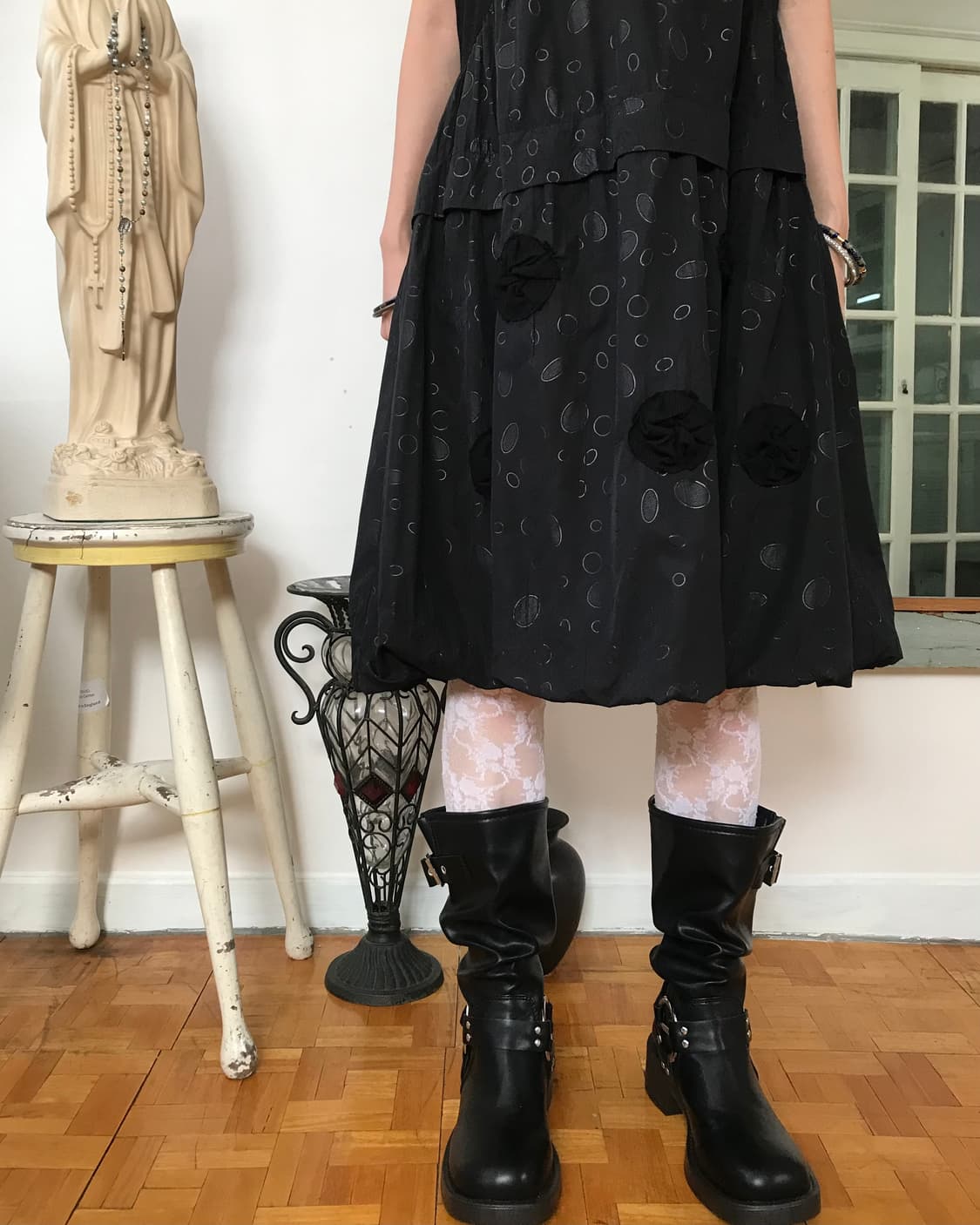 vintage pattern balloon one-piece 상품이미지3
