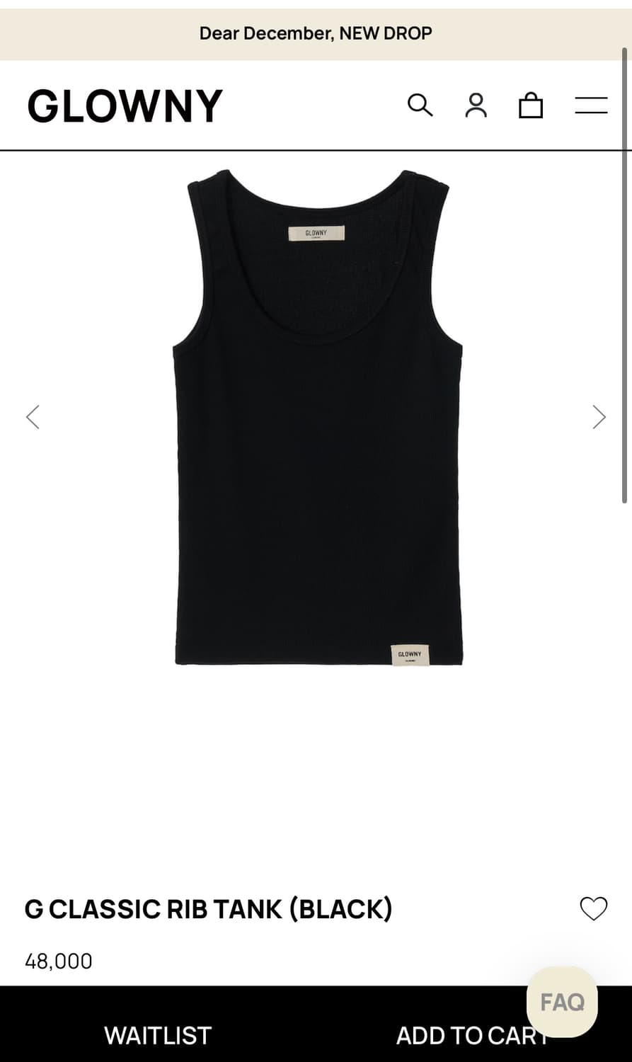 글로니 G classic rib tank black 탱크탑 나시 블랙 상품이미지2