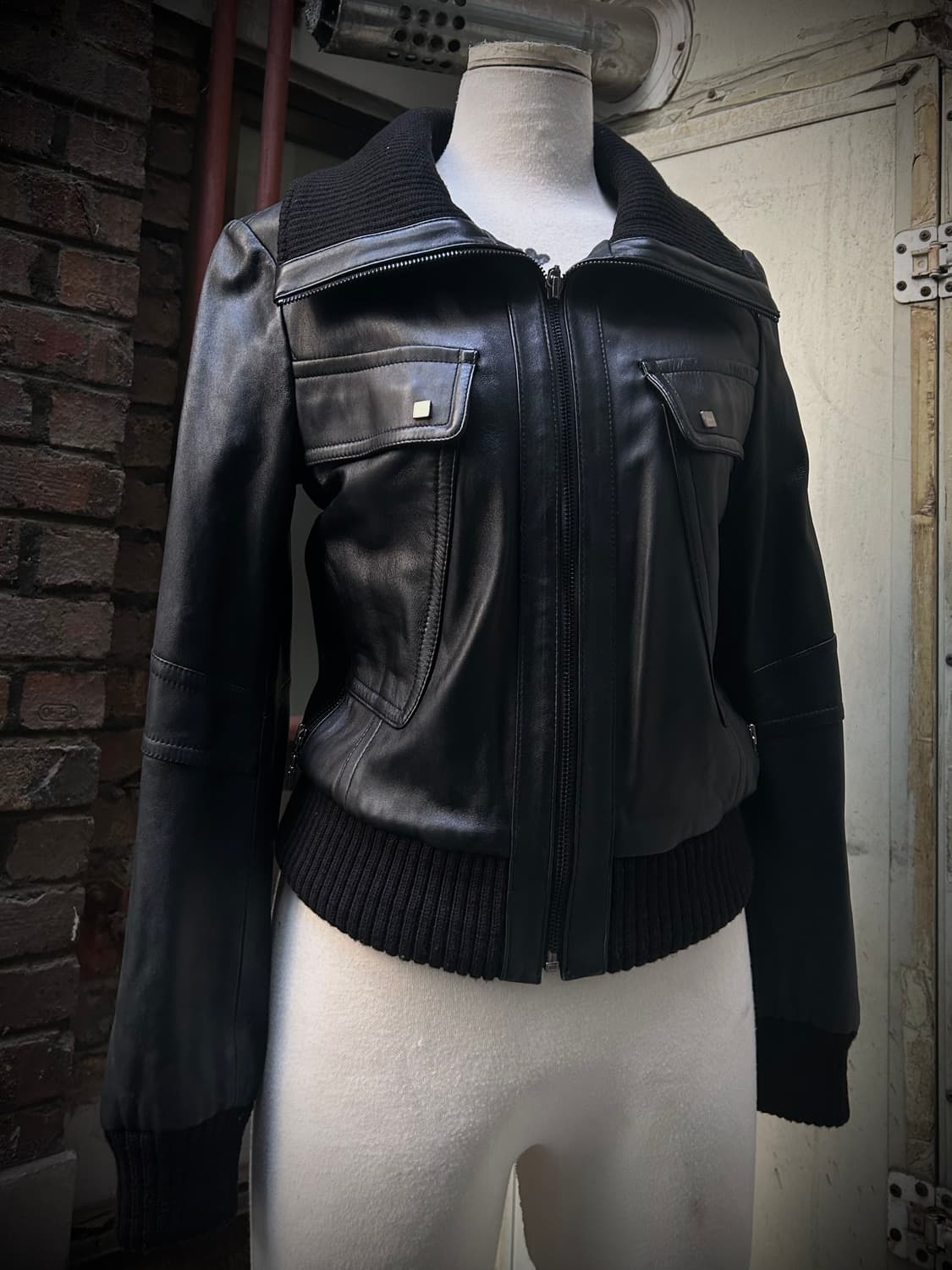 2000s GHOST 블랙 락시크 빅 카라 가죽자켓  상품이미지3