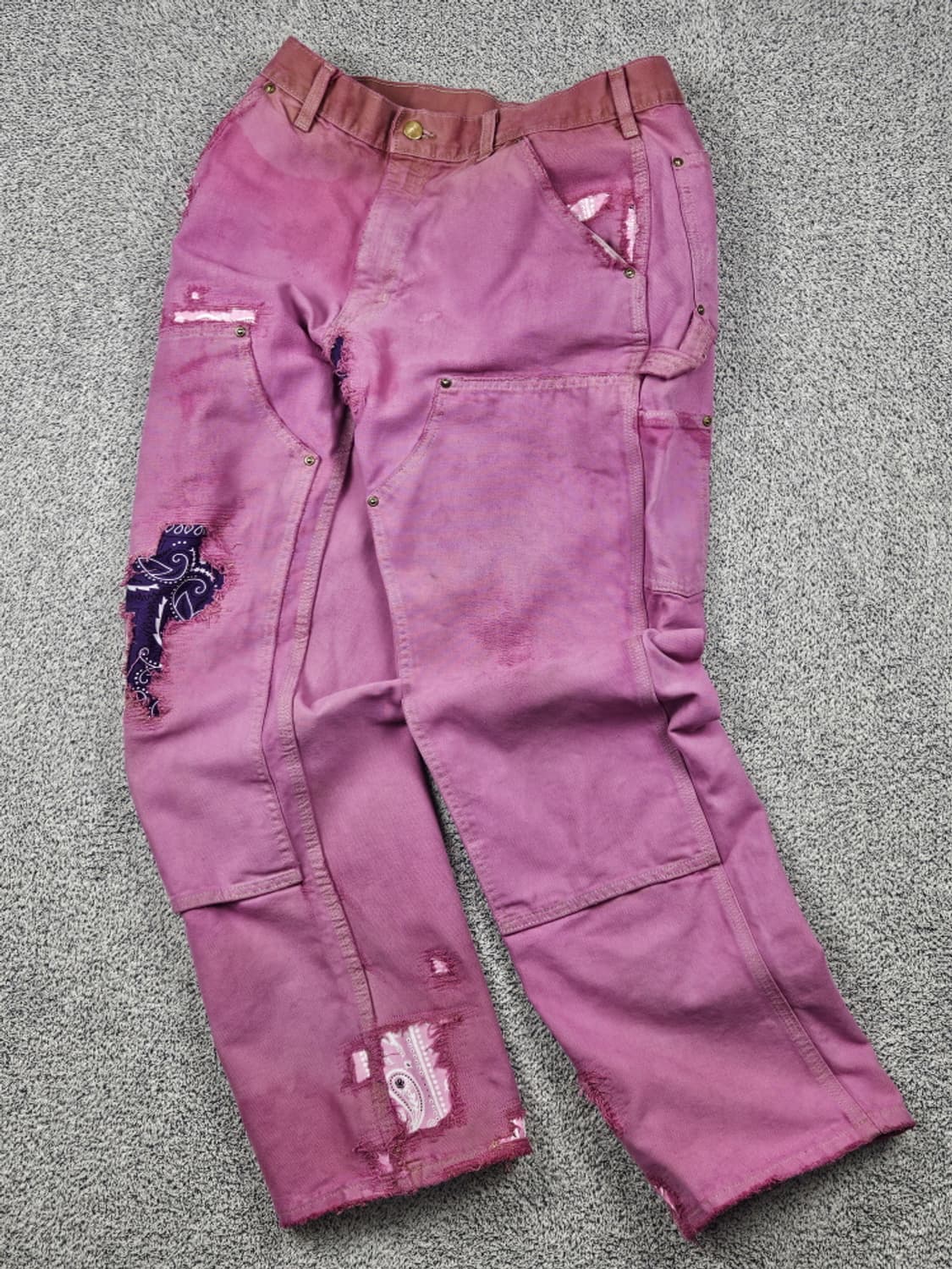 칼하트 핑크다이드커스텀 카펜터 더블니 팬츠 (34X30추정)/ 10278 상품이미지2