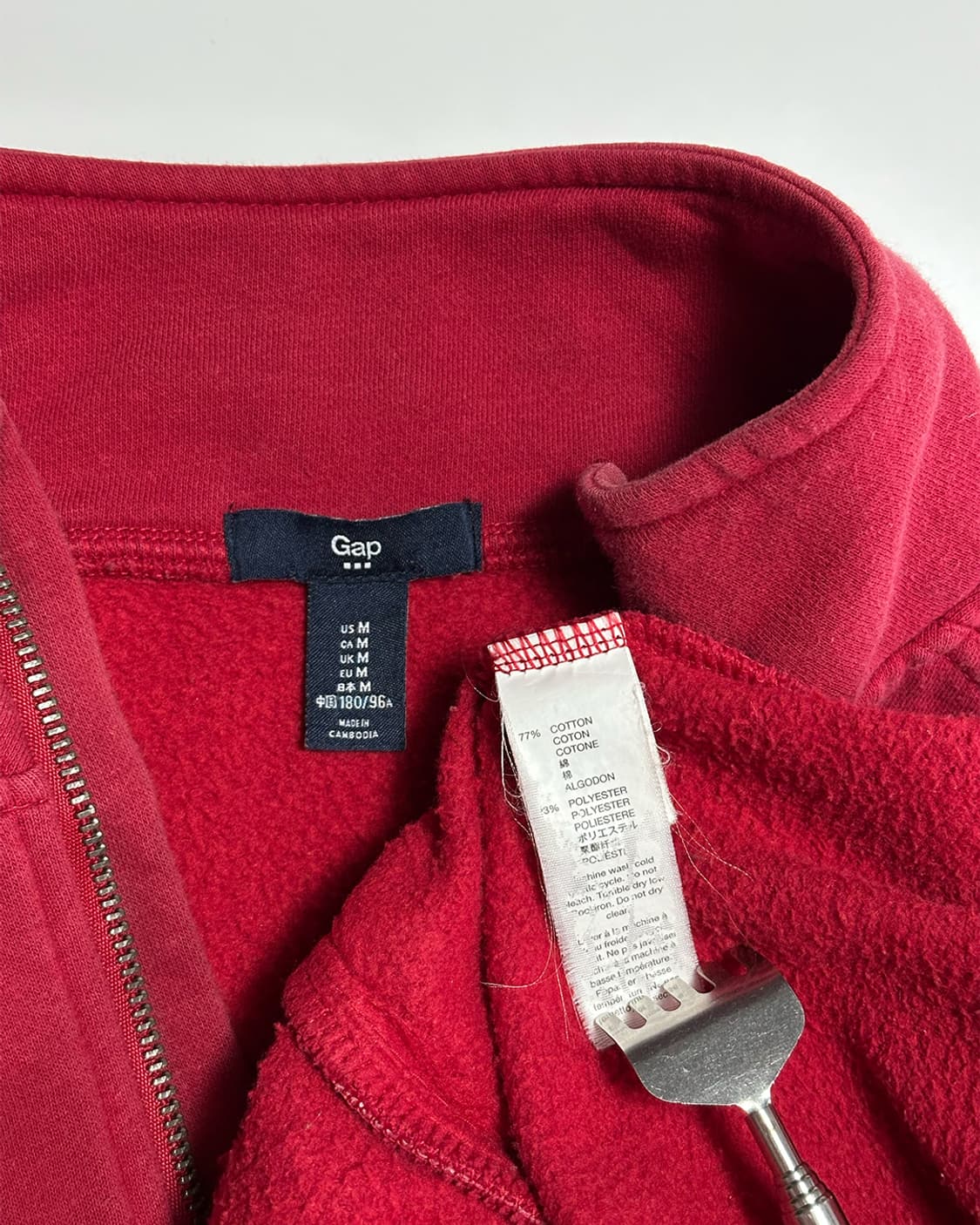 갭 반집업 기모 맨투맨 레드 상품이미지4