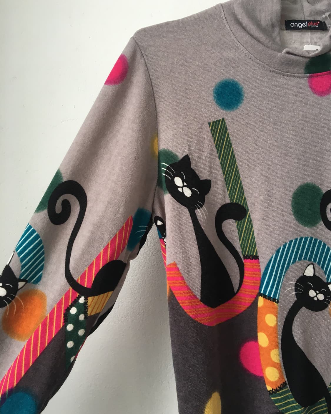 Cat printing high neck knit sleeve 상품이미지4