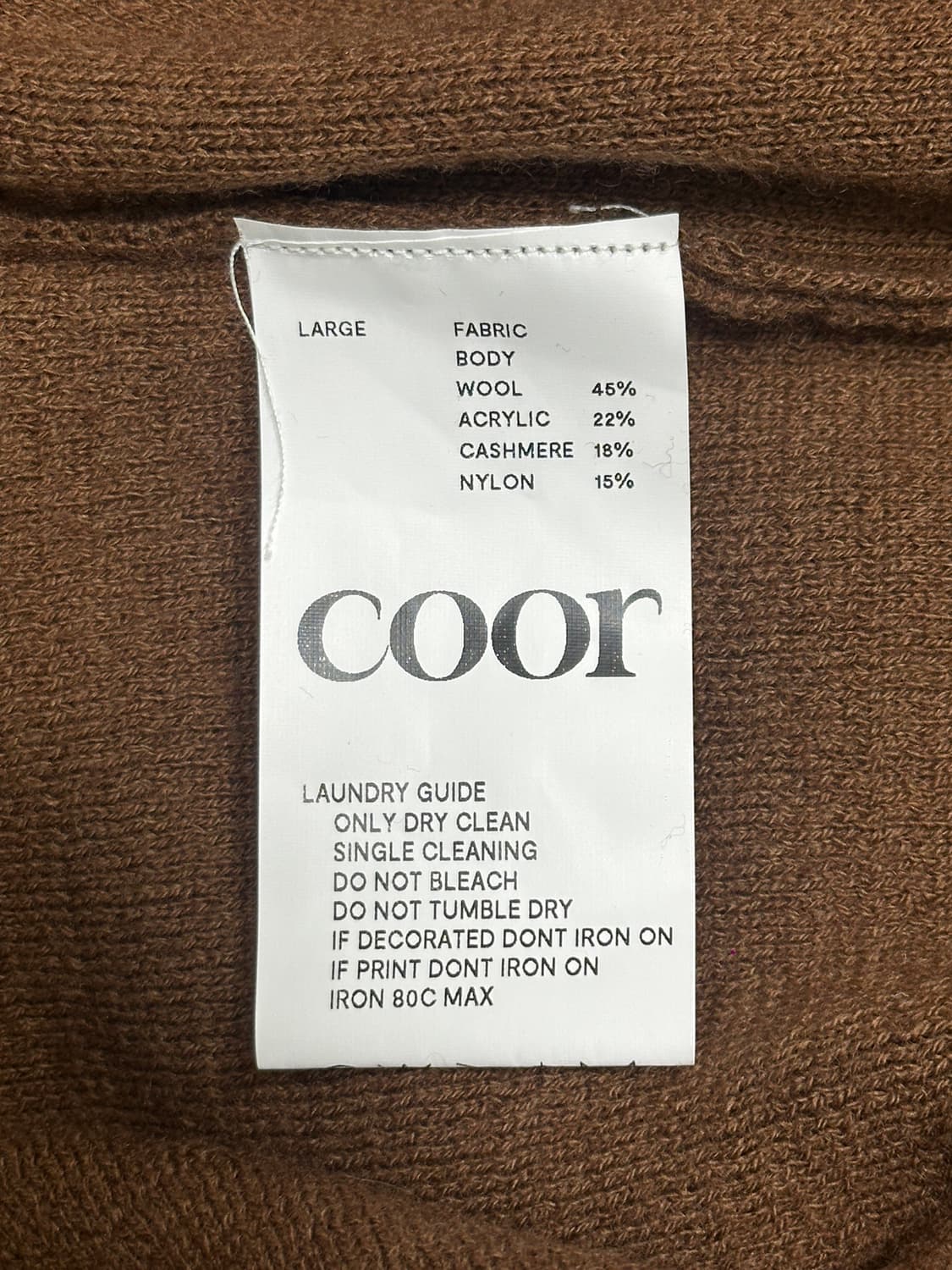 23fw)미시착)쿠어 coor 캐시미어 울 니트 브라운/L 상품이미지5