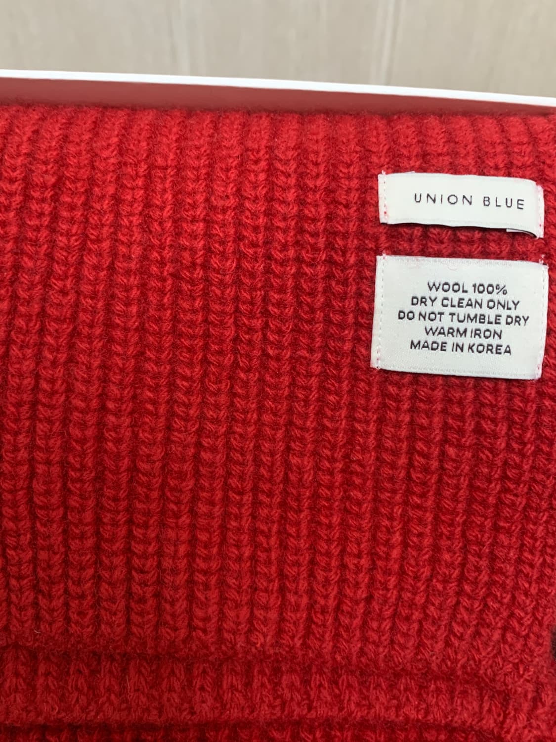 유니온블루 슈퍼 파인 메리노 울 머플러 레드 상품이미지2