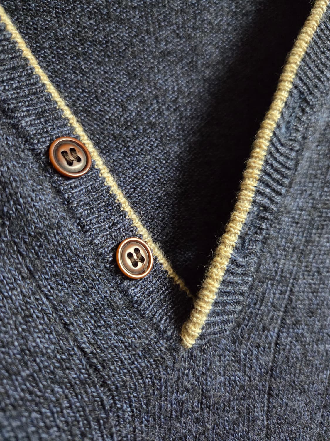 Wilkes Bashford 배색 버튼 니트 베스트 네이비 L 100 상품이미지4