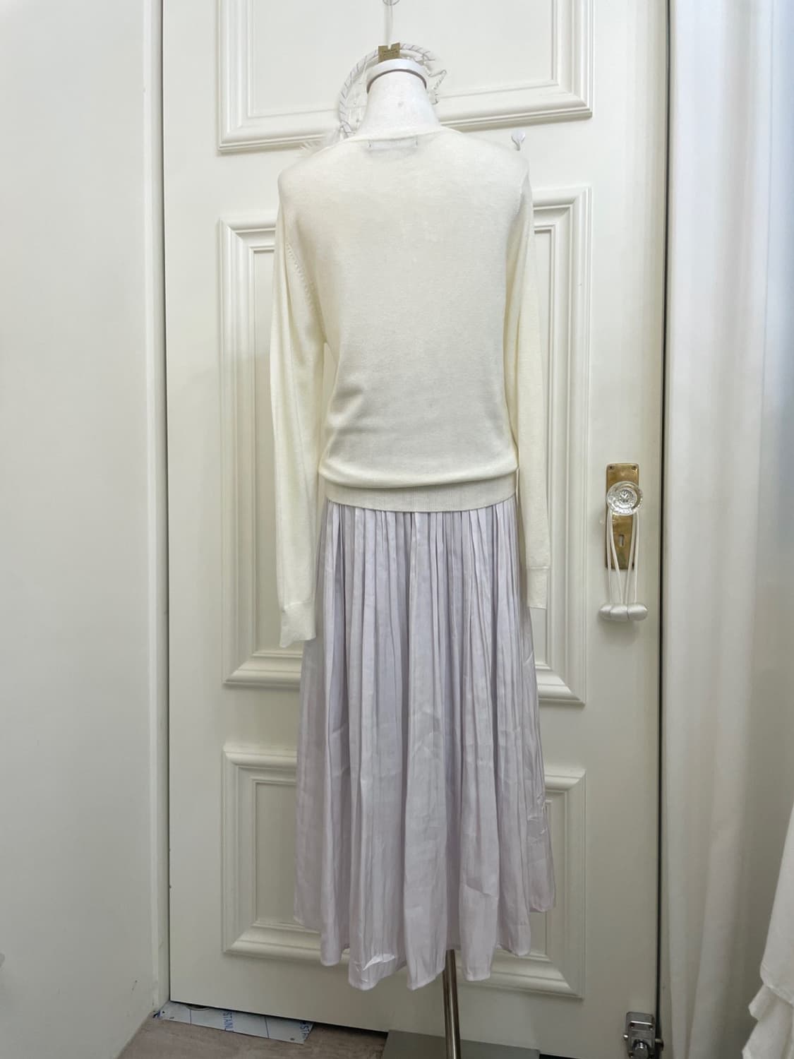 sheer lavender pleats long banding skirt 상품이미지10