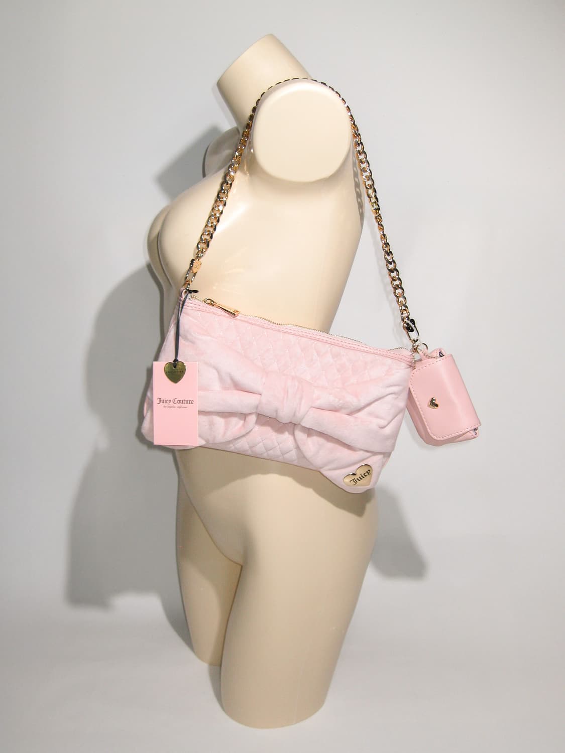 쥬시꾸뛰르 리본 벨로아 체인 숄더백 핑크 + 미니 코인월렛 챰 상품이미지5