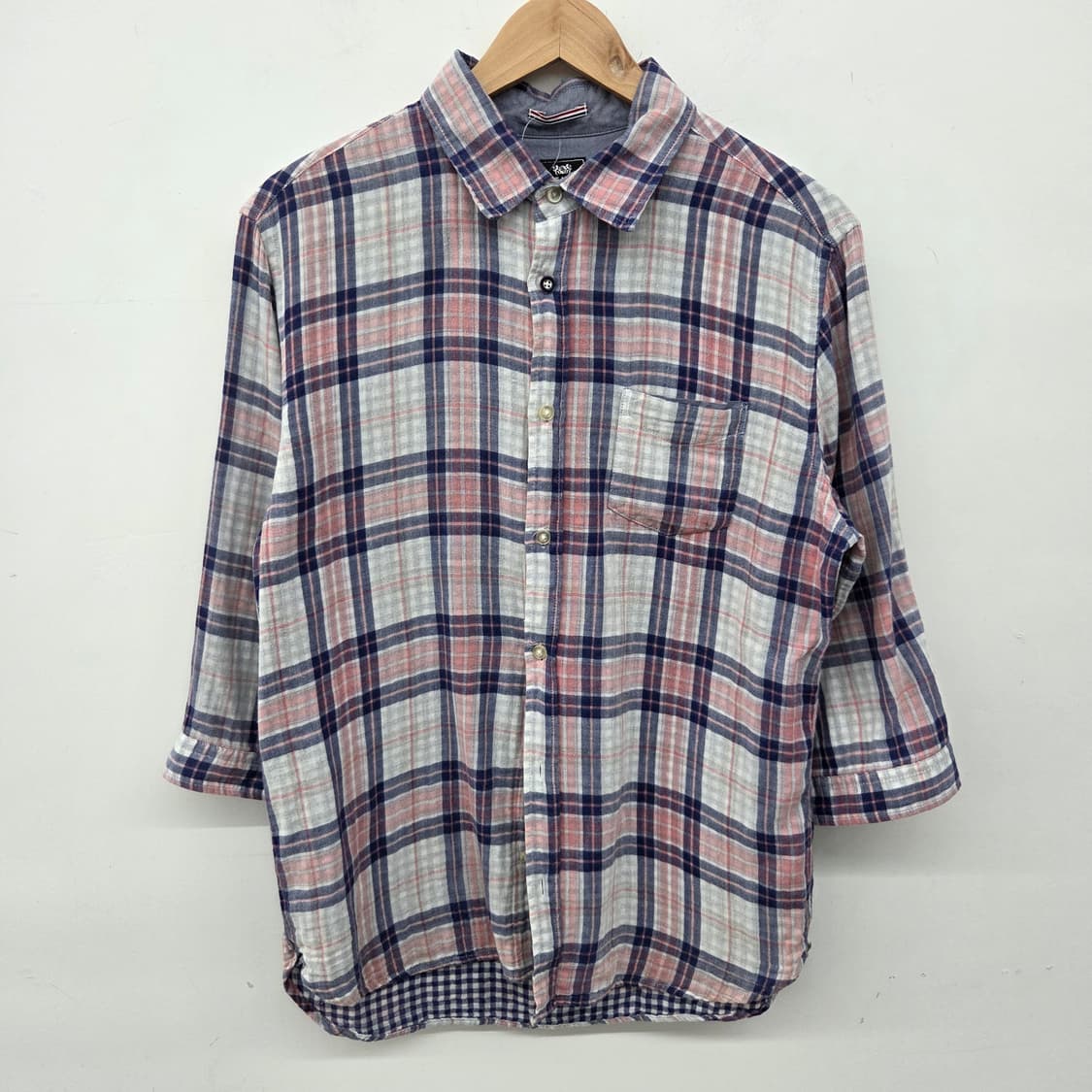 빔즈 체크 7부 셔츠 여XL 상품이미지2