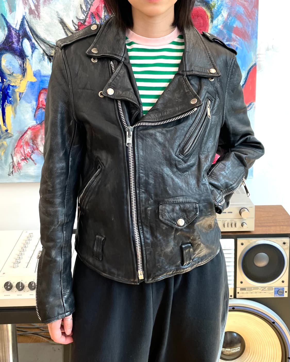 [42] 80s 빈티지 레더 라이더 자켓 상품이미지3
