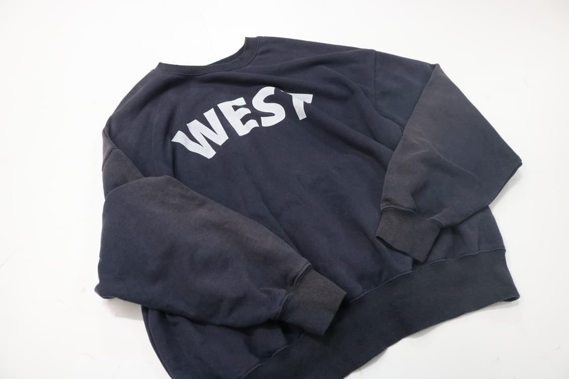 빈티지 차콜 네이비 WEST 아치 로고 헤비웨이트 스웻셔츠 (L) 상품이미지4