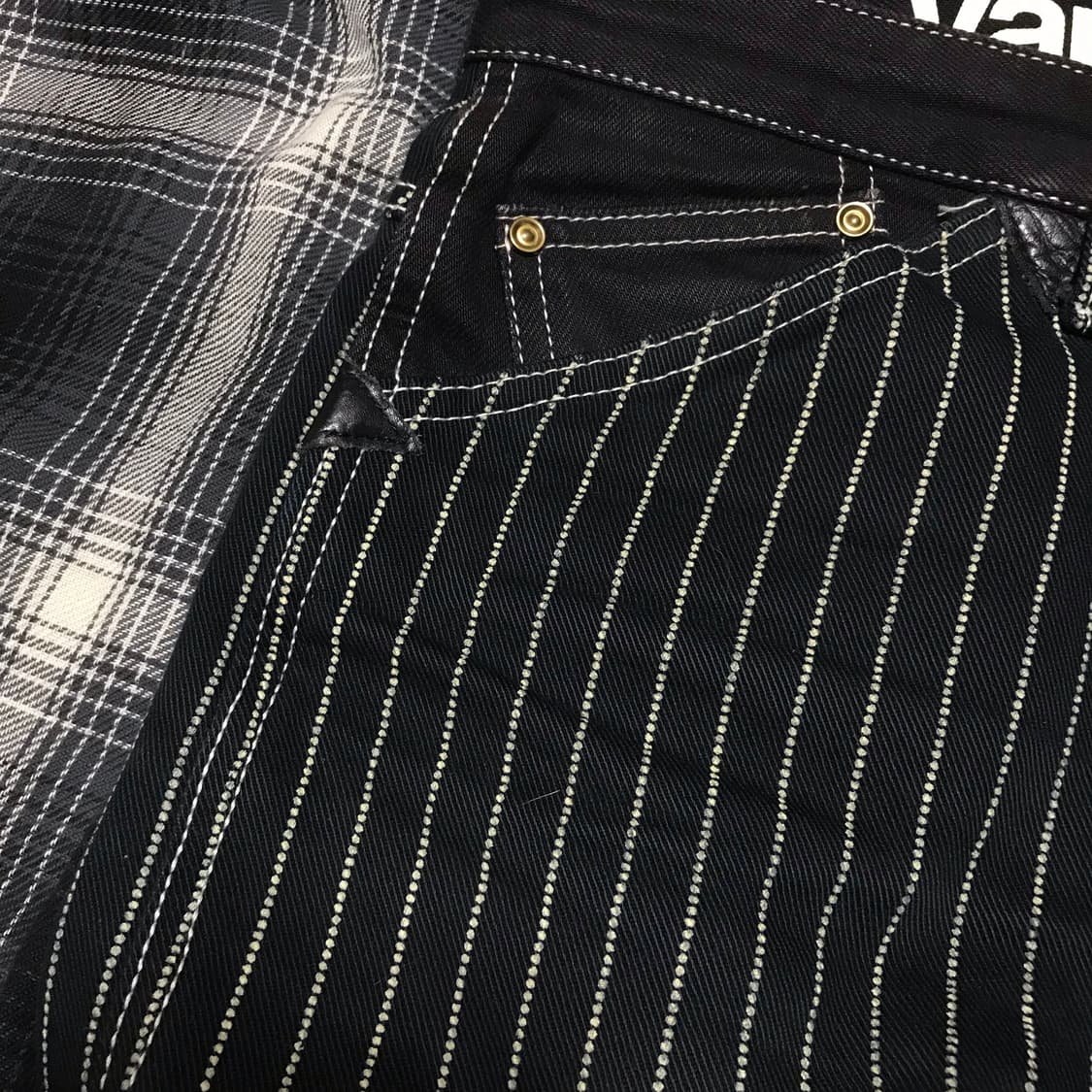 일본판 90s 초레어 vanson leather 와바시 스트라이프 팬츠 상품이미지3