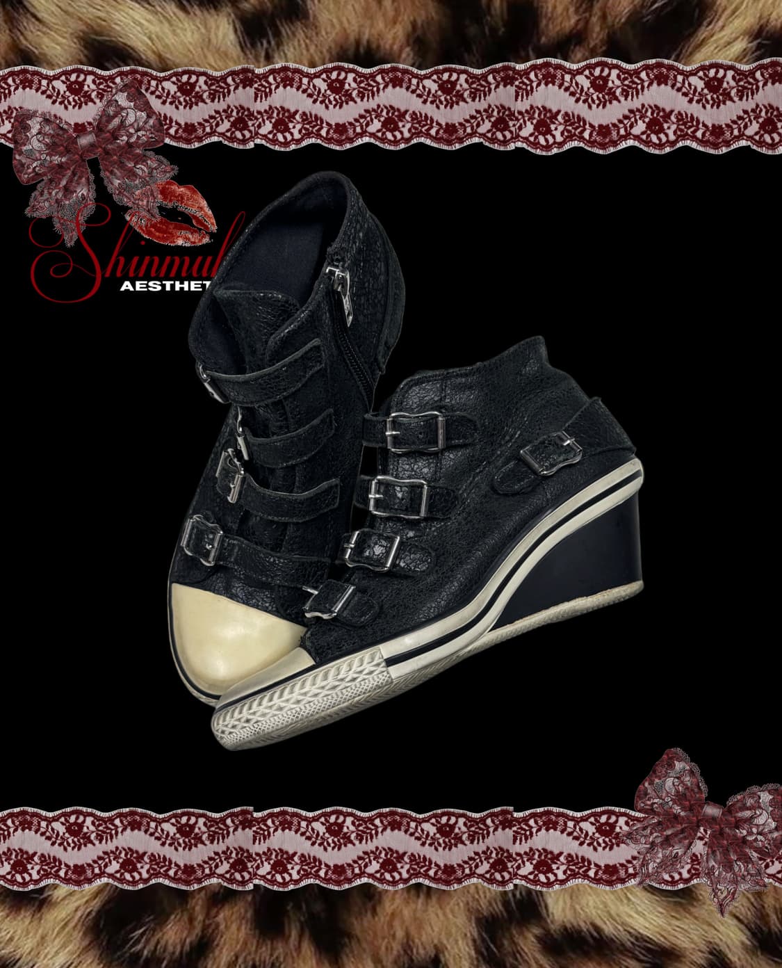 ASH 파이톤 엠보스드 웨지힐 스니커즈 블랙 상품이미지1