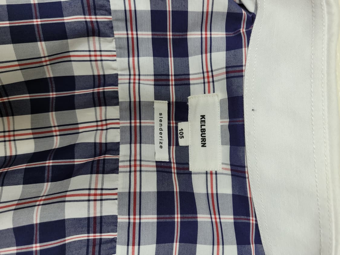 캘번 KELBURN 남자 7부 체크 셔츠 105 네이비 상품이미지9