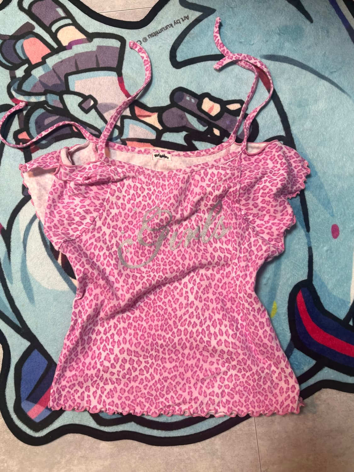 갸루 핑크 호피 반팔 상품이미지1