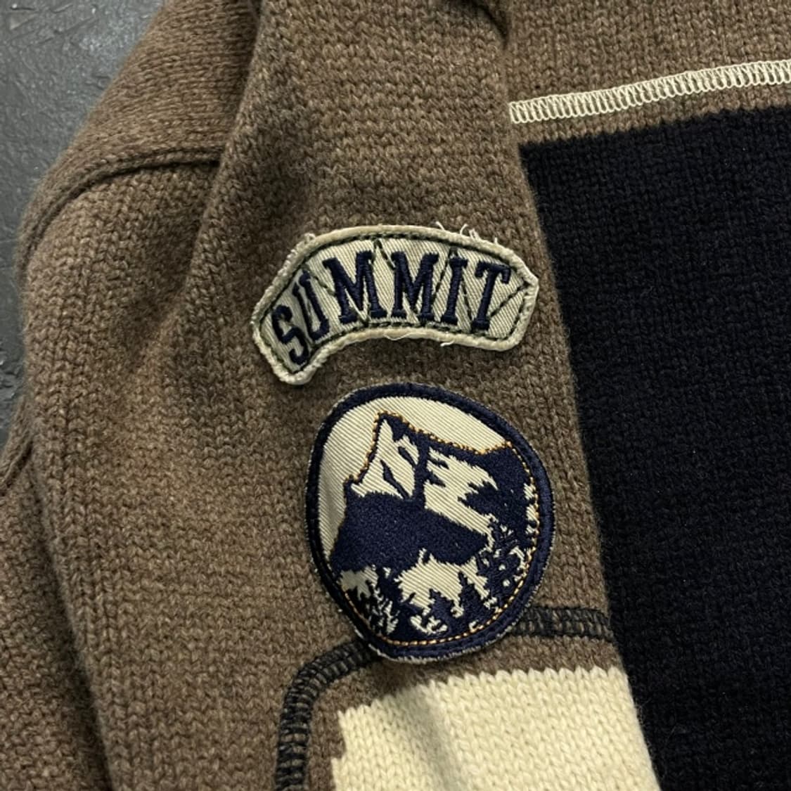 100 빈티지 스웨이드 패치 니트집업  상품이미지3