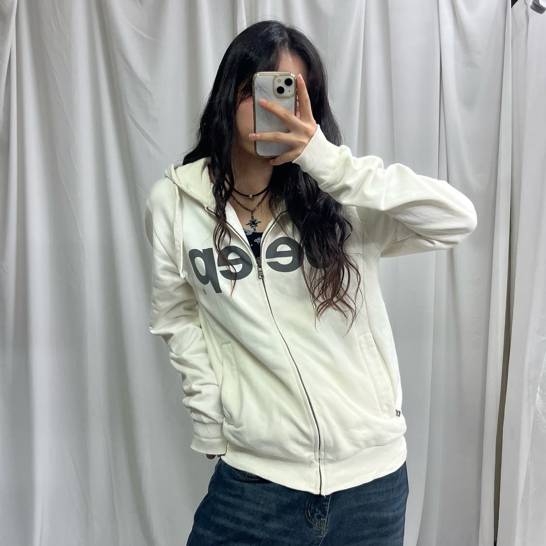 Jeep cream white hood zip-up 상품이미지1