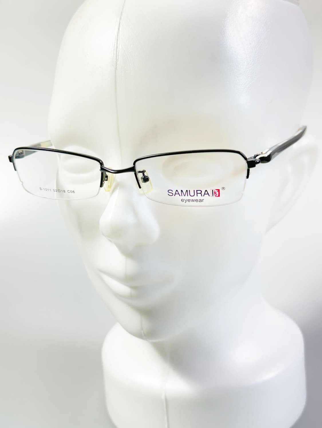 SAMURAI EYEWEAR 블랙 반무테 스퀘어 메탈 빈티지 안경 상품이미지8