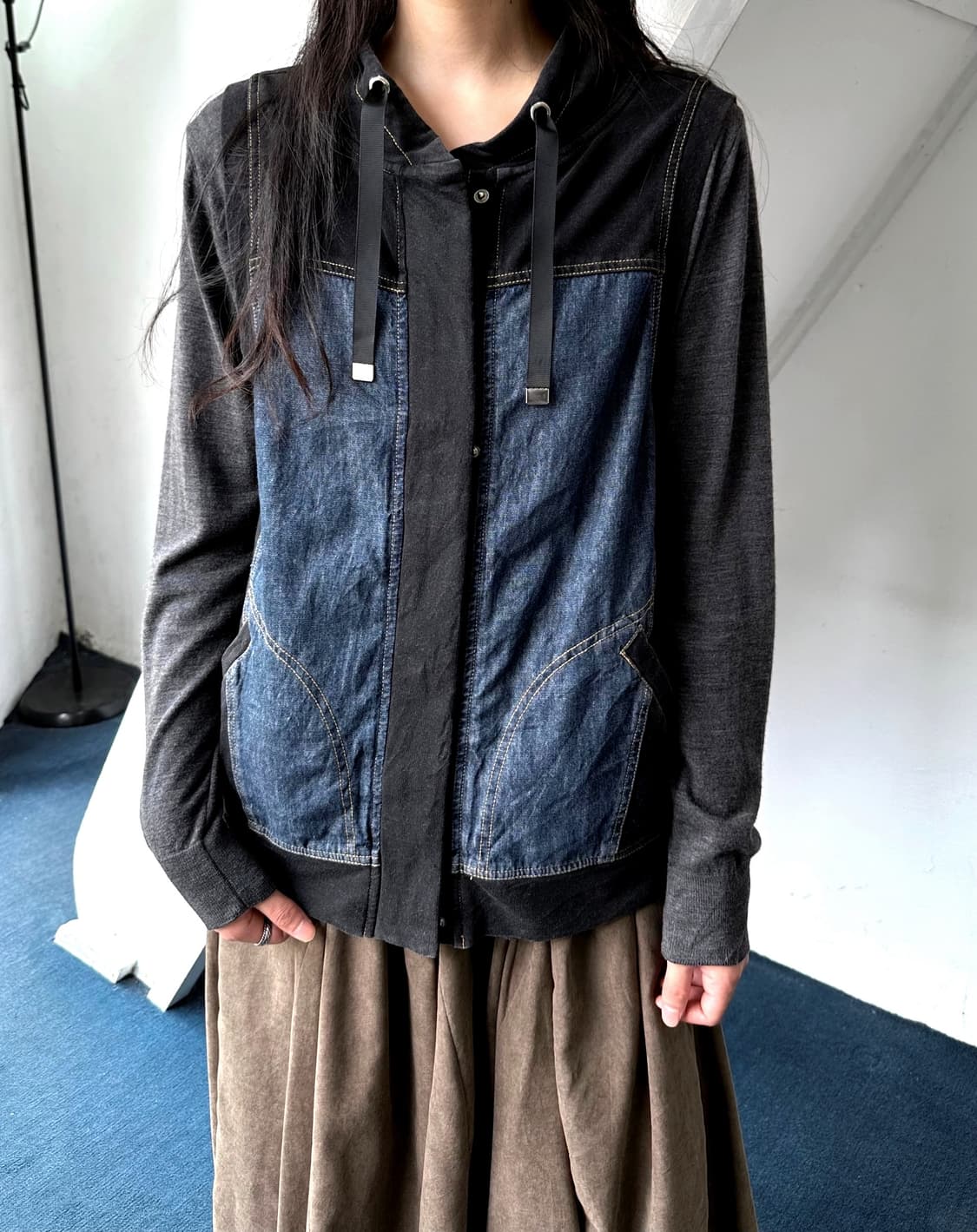 Stretched panel fabric design vest 상품이미지6