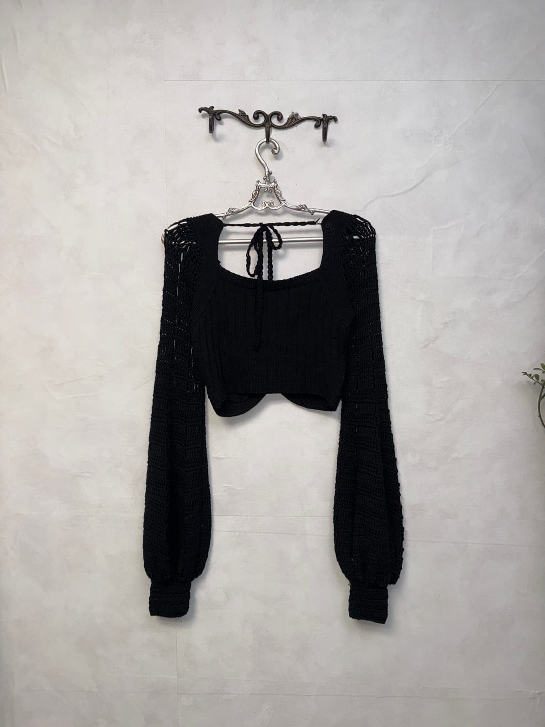 Black crop balloon bolero cardigan  상품이미지3